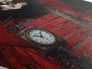 Skeleton Timekeeper in Red Uniform Diamond Shaped Art Canvas Art Print Steampunk Gothic Halloween Decor with Antique Flair