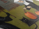 Black cats and glowing pumpkins in rural ritual Diamond Shaped Art Canvas Embossed Print steeped in Victorian witchcraft and Halloween lore