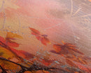 Dew Covered Spiderweb In The Fall, Framed Canvas Print, Autumn Centerpiece, Fall Leaves In The Autumn