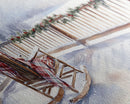 Snowy porch with rocking chair and plaid blanket, framed canvas print, Christmas decor perfect rustic holiday winter wall art