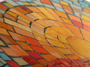 Wood Framed Mid Century Modern Wall Art - Sunset Mosaic Tiles Print - Horizontal Modern Wall Art - Panoramic Above Bed Decor - Boho Wall Art