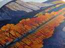 Fall In The Mountains Framed Canvas Print, Housewarming Gift, Boho Landscape Painting, Autumn Wall Art, Top Selling Wall Art