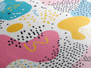 Retro 90s Style Wall Art, Framed Canvas Print, Abstract Shapes and Dots
