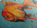 Retro 80s Style Painting of a Gold Fish, Framed Canvas Print, Home Decor Gift Artwork, Fish Painting, Fish Art