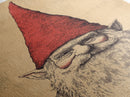 Sketch of a Gnome Canvas Print - Framed Canvas - Minimalist Christmas Art - Boho Christmas Art - Rustic Christmas Art