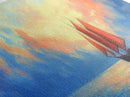 Japanese Sailboat on a Calm Sea, Framed Canvas Print, Panoramic Seascape Landscape Painting, Nautical Home Decor, Ocean Painting