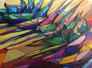 Stained Glass Style Agave Canvas Print Mosaic Wall Art Colorful Botanical Prints Modern Decor Unique Kitchen Wall Art