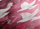 White Doves Canvas Print - Angel Art Prints on Burgundy Background, Symbolic Bird Art, Light Pink Abstract Vertical Wall Decor