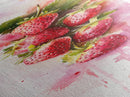 Strawberries Watercolor Painting Framed Canvas Print, Whimsical Kitchen Art, Pink Fruit Rustic Vertical Wall Art, Gift Idea