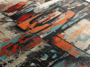 Urban Graffiti Canvas Print with Orange and Teal Accents, Long Narrow Wall Art for Contemporary Home or Living Room Decor