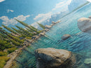 Lake Tahoe Landscape Canvas Print Rustic Wall Art Coastal Nature Scene Above Bed Artwork Living Room Decor Panoramic Painting