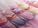 Cupcake Row Canvas Print | Whimsical Sweet Treats Wall Art | Kitchen Dessert Artwork | Pastel Food Lover's Decor | Light Pink Whimsical Art