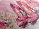 Pink Heels Painting Framed Canvas Print, Feminine Art Gift Idea, Light Pink Wall Art, Cottagecore Decor, Rustic Original Artwork