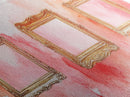 Decorative Frames Painting Canvas Print with Elegant Pink Abstract Background, Long Narrow Wall Art Perfect for Living Room Decor