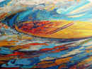 Energetic Surfboard Wave Canvas Print with Bold Abstract Coastal Painting and Nautical Decor for Extra Wide Wall Art Display