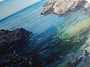 Seaside Escape, Blue Waters, Cliffside View, Canvas Print, coastal wall art, nautical decor, above bed wall art, seascape painting