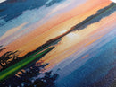 Lake Sunset, Reflections, Moody Art, Framed Canvas Print, Coastal Landscape Art, Horizontal Wall Art, Above Sofa Art