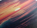 Tropical Sunset, Palm Trees, Ocean Waves, Framed Canvas Print, Coastal Painting, Nautical Decor, Extra Wide Art, Panoramic Art