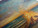 Fire, Seascape Art, Canvas Print, nautical wall art, ocean painting, beach house decor, moody art, above bed wall art, coastal decor, gift idea