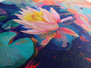 Water Lily, koi fish painting, botanical prints, pink orange wall art, floral painting, nature wall art, framed canvas print