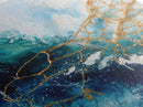 Abstract Ocean Painting, Coastal Wall Art, Blue and Gold Art, Nautical Decor, Contemporary Seascape, Canvas Print