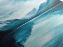 Serene Lake Reflection, lake Tahoe art, panoramic painting, above couch art, blue and green wall art, Framed Canvas Print
