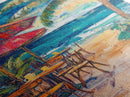 Beach Café, Coastal Landscape Art, Nautical Wall Art, Ocean Art, Seascape Painting, Coastal Decor, Canvas Print, Above Sofa Art
