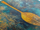 Wooden Paddle, Nautical Wall Art, Rustic Decor, Blue and Green Wall Art, Extra Wide Art, Living Room Art, Framed Canvas Print