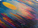 Neon Moon Fantasy Canvas Print - Vibrant Sci-Fi Cityscape Painting, Psychedelic Wall Art, Trippy Room Aesthetic, Urban Decor