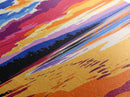 Ocean Shore, Sunset Beach, Serene Coastal Art, Footprints in Sand, Vibrant Seaside Print, Modern Beach House Decor, Framed Canvas Print