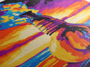 Fiery Bottle Artwork, Framed Canvas Print, Surreal Fantasy Art, Sunset Painting, Mystical Wall Decor, Home Aesthetic, Unique Gift