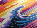 Ocean Wave, Surfing Art, Framed Canvas Print, Beach House Wall Art, Coastal Home Decor, Nautical Wall Art, Vibrant Seascape Painting
