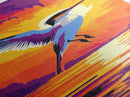 Soaring Bird, Sunset Wall Art, Nature Wildlife Print, Majestic Flight Painting, Bold Sky Colors, Living Room Accent, Framed Canvas Print