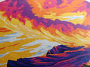 Mountain Fire Sky, Framed Canvas Print, Dramatic Sunset Art, Vibrant Landscape Painting, Colorful Nature Scene, Office Wall Decor