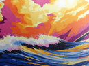 Ocean Wave, Colorful Seascape, Beach Decor, Coastal Wall Art, Sunset Painting, Modern Nautical, Surfing Art, Framed Canvas Print