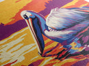 Pelican, Water Reflection, Framed Canvas Print, Coastal Wildlife Wall Art, Beach House Decor, Vibrant Animal Painting, Nature Art