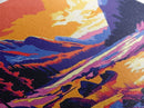 Mountain Lake, Sunset Painting, Scenic Art, Canvas Print, Vibrant Landscape, Office Wall Art, Nature Lover Gift, Adventure Decor