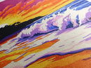 Ocean Waves, Sunset Beach, Coastal Wall Art, Colorful Seascape, Framed Canvas Print, Nautical Home Decor, Summer Painting, Bedroom Art