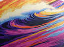 Wave Art, Surfing Aesthetic, Sunset Ocean, Framed Canvas Print, Beach House Decor, Coastal Wall Art, Vibrant Colors, Modern Seascape