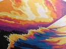 Ocean Wave, Coastal Sunset Art, Beach Wall Decor, Framed Canvas Print, Vibrant Seascape Painting, Nautical Home Accent, Gift Idea