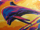 Jumping Dolphin, Ocean Wall Art, Marine Life, Vibrant Sea Decor, Framed Canvas Print, Beach House Art, Coastal Nature, Large Canvas