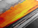 Coastal Sunset, Ocean Horizon, Bold Colors, Black and White Contrast, Modern Abstract, Warm Tones, Large Wall Art, Framed Canvas Print ?