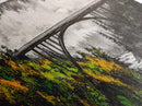 Forest Bridge, Scenic Landscape, River Valley, Canvas Print, Rustic Wall Art, Cabin Decor, Nature Inspired, Living Room Art, Moody Aesthetic