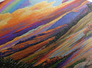 Rainbow Mountains, Sunset, Reflection, Framed Canvas Print, Rainbow landscape canvas, colorful scenic view, cabin wall art, mountain decor