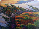 Mountain Trees, Sunset Ridge, Cloudy Peaks, Framed Canvas Print, Nature Inspired Wall Art, Autumn Living Room or Office Decor