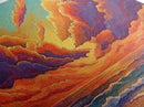 Sunset Ocean, Sky, Framed Canvas Print, Vibrant sunset ocean wall decor, clouds seascape painting, Living Room Wall Art, boho art