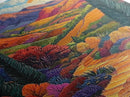 Colorful Mountain, Pathway, Autumn, Framed Canvas Print, Vibrant Fall Landscape Art, Boho Living Room Decor, Nature Wall Painting