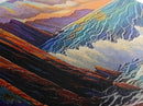Coastal Cliff, Ocean Waves, Sunset Water, Rocky Shoreline, Framed Canvas Print, Bathroom Wall Art, Vibrant Seascape, Beach House Style