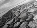 Rocky Jetty, Ocean Horizon, Black and White Seascape, Minimalist Nature, Canvas Print, Neutral Wall Decor, Office Wall Art, Hallway Decor