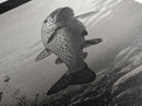 Rising Trout, Underwater Fish, Nature Close-Up, Canvas Print, Cabin Wall Art, Rustic Decor, Fishing Lover Gift, Black and White Art